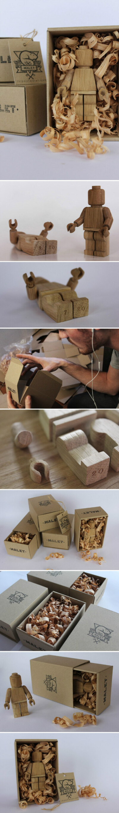 #潮流学堂#木头乐高人偶-来自法国Montpellier的设计师Thibaut Malet近日公布了一款限量版的“Art Toy”艺术玩具。这款灵感来源于乐高(LEGO)经典人偶的玩具，采用木材制造而成，而且全部以人手制作，每一个木制玩偶都…