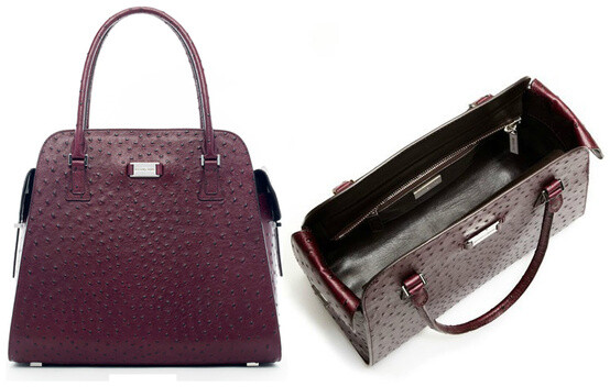 #Michael Kors手袋# @Michael-Kors Gia Ostrich-Embossed Satchel Bag 鸵鸟压纹牛皮手袋，别致浆果色，加长纵深容量升级。