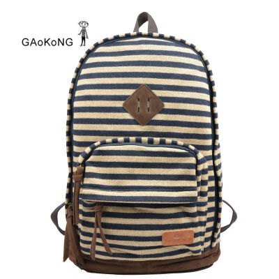 日系学院风条纹猪鼻撞色森林女系小清新休闲针织双肩女包