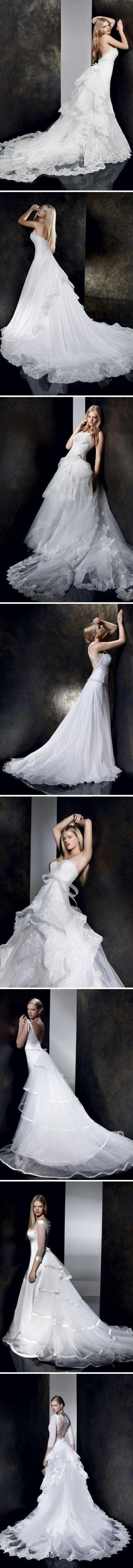 2013系列婚纱，蕾丝、钉珠、薄纱、蝴蝶结，超美的裙摆，婀娜动人！