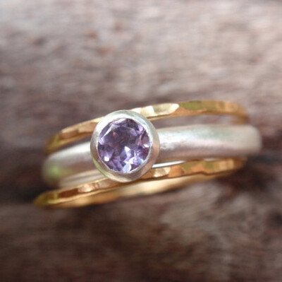 紫水晶戒指，金银紫，神秘的美
