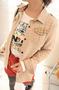 原单精品 小清新 彩色格子织花衬衣 韩版长袖修身衬衫 女装衬衣