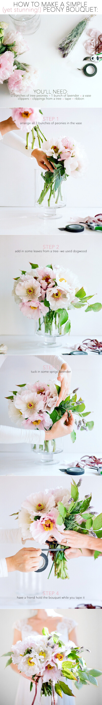 how-to-make-a-simple-peony-bouquet-DIY # B162#