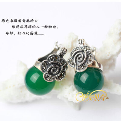 古925纯银石榴石玛瑙耳环 http://item.taobao.com