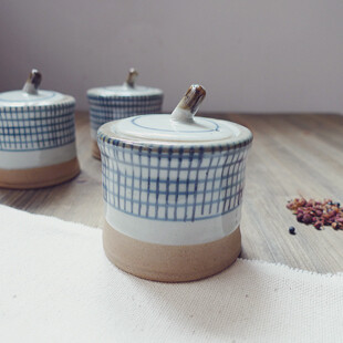 {朴然}日式和风/手作粗陶/调味料罐/储物瓶/辣椒酱罐/单只小号