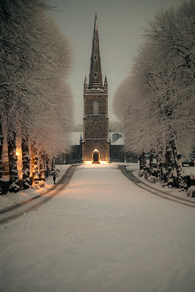 Hillsborough Parish Church at Night (in WInter)