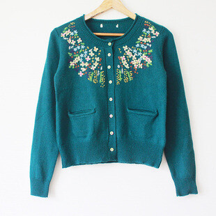 森林系森女复古着vintagewcloset钩花刺绣毛衣苍井优cocodeal