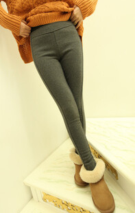 冬季欧美冬日必备显瘦 加绒加厚侧边拼缝打底裤