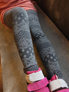 秋冬新款女装 韩版外单弹力修身花纹加绒加厚打底裤瘦腿裤