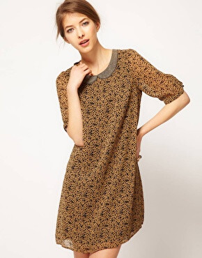 Image 1 of Maison Scotch Shift Dress with Beaded Collar