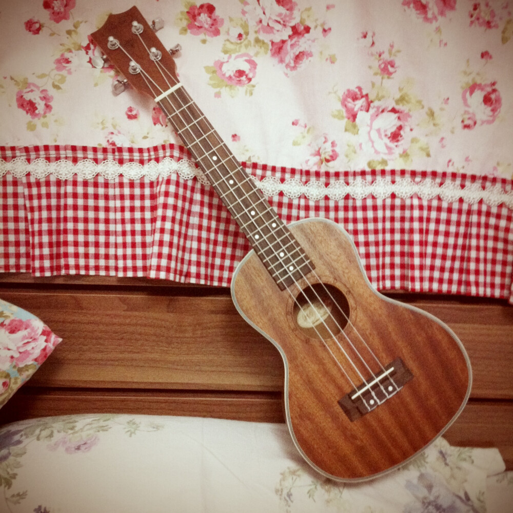 碎花窗帘 四弦琴 ukulele