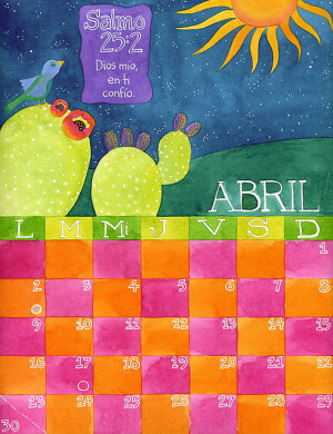 April/Abril  Watercolor calendar I'm workin on... still haven't finished oct, nov, dec.