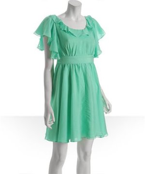 Walter Mint Chiffon Ruffle Cutout Back Dress