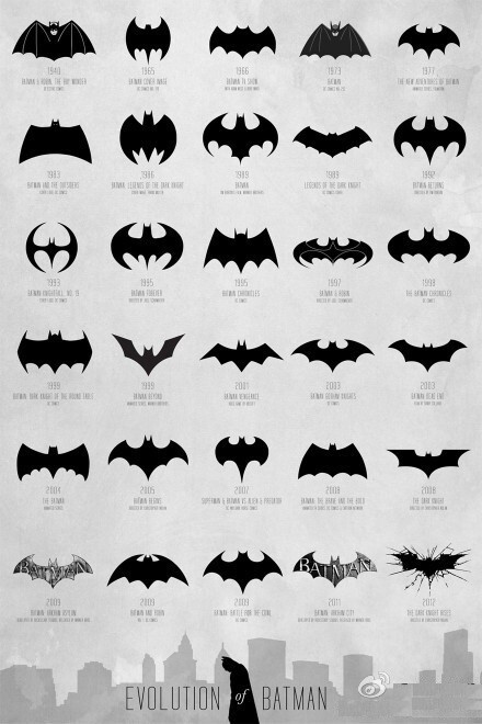 蝙蝠侠诞生后的30个Logo~你最爱那款？