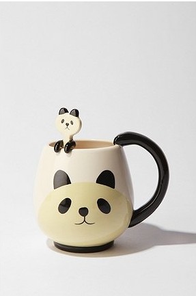 美国代购 urban outfitters Panda Friends Mug熊猫杯子/勺子。杯子和勺子都是熊猫头的。超萌超可爱~~