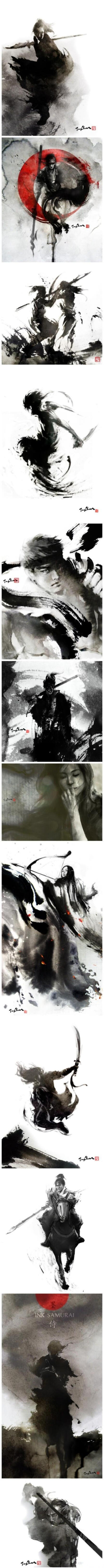 中国与西方风格，中国水墨画以及Photoshop数字工具的完美结合，画出这一幅一幅充满了灵动感的东方武士——台湾女插画师 张榕珊