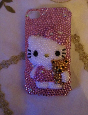 萌物手机壳，iphone4/4s/5,hello kitty 手工制作 手机壳