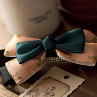 手工订制小气质蔷薇花朵三层蝴蝶结发夹顶夹发卡