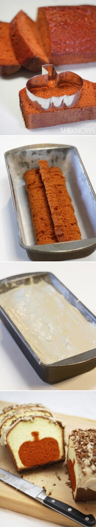 how to make a shape inside a loaf cake