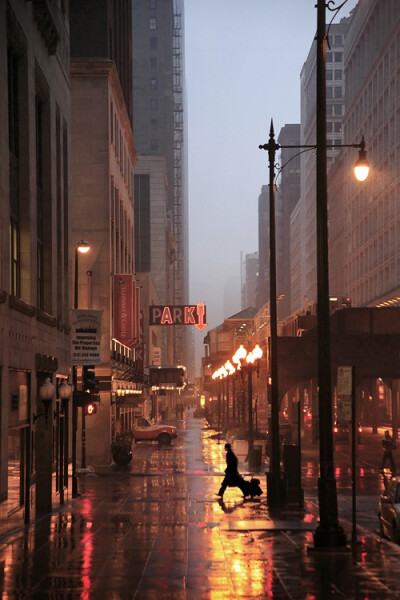 下雨的夜晚，纽约市