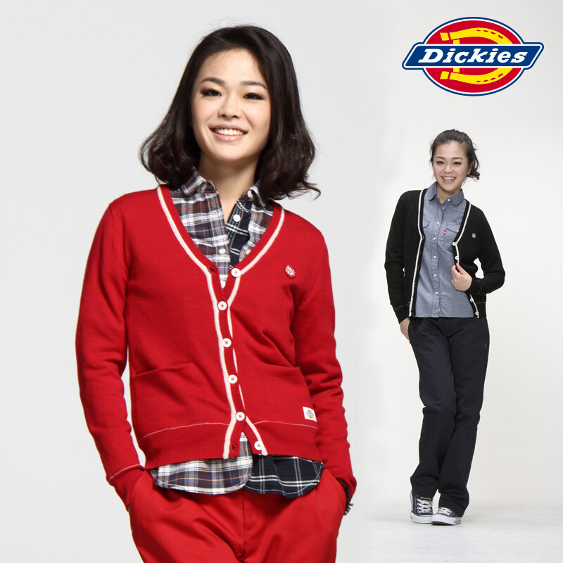 Dickies秋季女装开衫毛衣女士上装女修身羊毛衫外套WWD