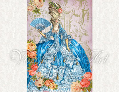 Digital Collage MARIE ANTOINETTE ROCOCO Printable image Large 032