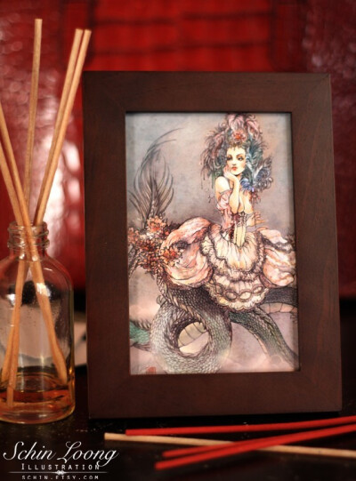 Descendent. fantasy dragon rococo steampunk art print