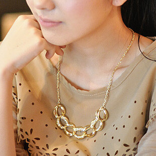 名朵饰品镶钻锁链项链女短款锁骨链韩版韩国水晶配饰欧