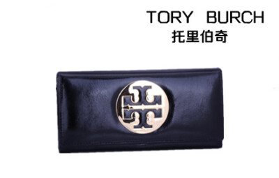 TORY BURCH托里伯奇油蜡皮翻盖女士中长款钱包 质量保证