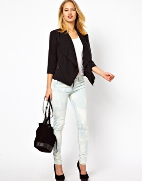 Image 4 of Selected Gloria Waterfall Blazer with Zip Detail