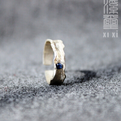 【睛。】天然蓝宝石999千足银戒指 ——溪玺原创设计