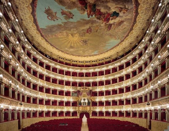 opera house red and gold ceiling