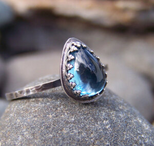 Cool Waters - Smooth Water Drop Pear 6x8mm London Blue Topaz in Sterling Silver Crown Bezel