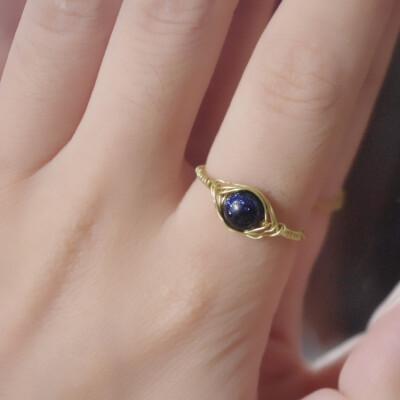 蓝砂石 绕丝 戒指