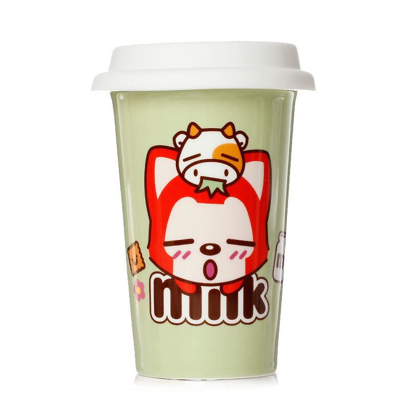 阿狸milk骨瓷杯杯子陶瓷马克杯带盖隔热水杯