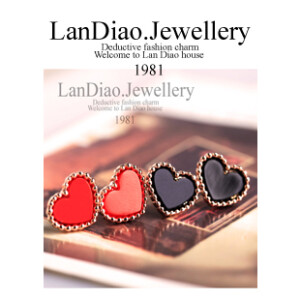 欧美饰品 日韩版英伦风条纹桃心爱心 女 耳钉 耳饰 耳环