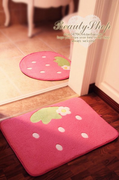 【地毯也萌了】可爱超嗲de草莓毛绒门垫地垫