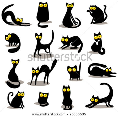 stock vector : Set of black cats