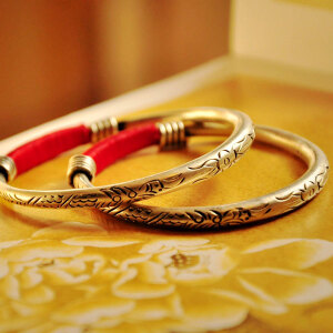 凡花一墨/旧时光/民间苗银/缠红绳复古/手工银/手串/手镯/个价