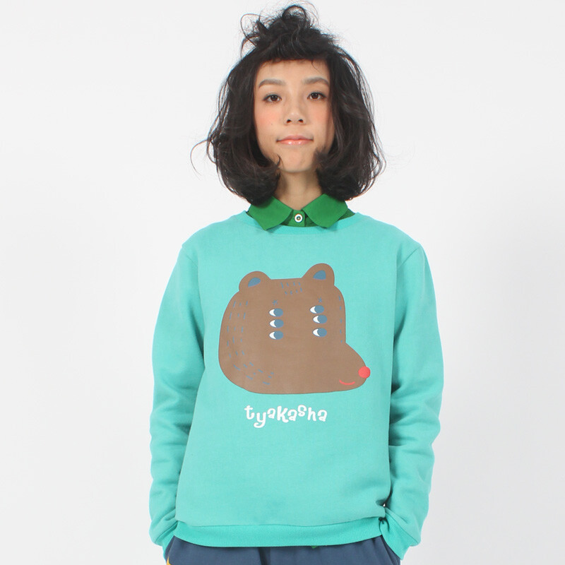 tyakasha塔卡沙系列:小熊头蓝色印花卫衣
