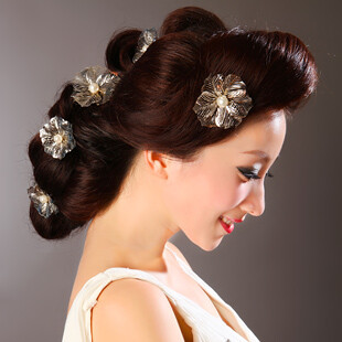 千色新娘韩式白色珍珠结婚头饰花朵头花唯美公主发饰品