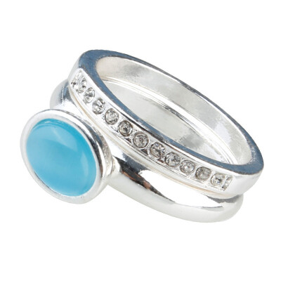Twice欧美原创饰品都市度假系蓝色多圈组合戒指指环