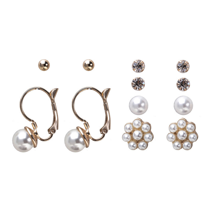 Twice欧美原创饰品华丽珍珠系玫瑰小花多种组合套装耳环