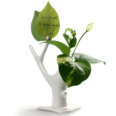 INFUN春之信息花器留言座树叶便签纸创意花瓶教师节礼物实用
