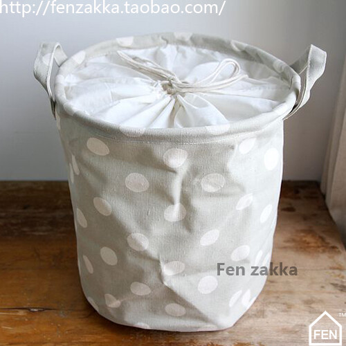 FEN ZAKKA 杂货 帆布水玉大圆点收纳桶