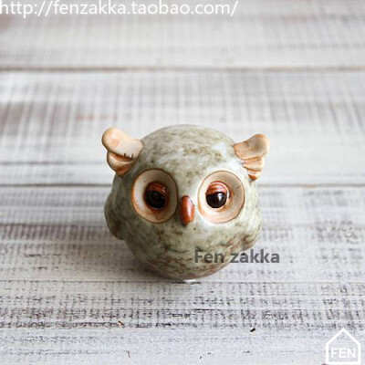 FEN ZAKKA 杂货 陶瓷绿釉猫头鹰（小号球型）