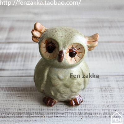 FEN ZAKKA 杂货 陶瓷绿釉猫头鹰（立式）