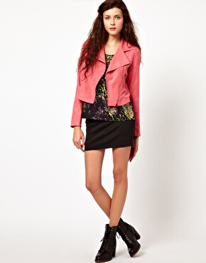 Image 4 of Vero Moda Suede Look Biker Jacket