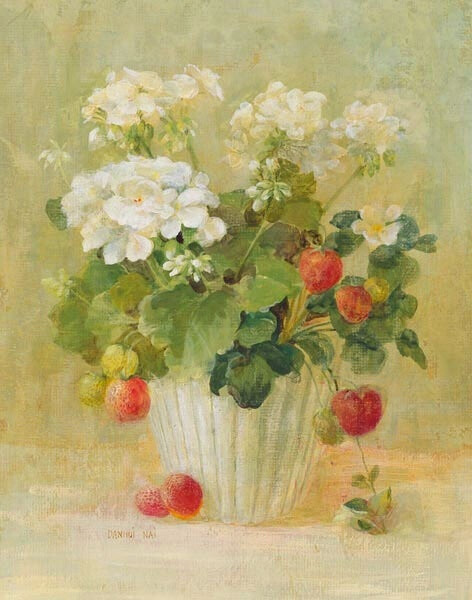 Danhui Nai的一组传统插画，关于静物花朵。