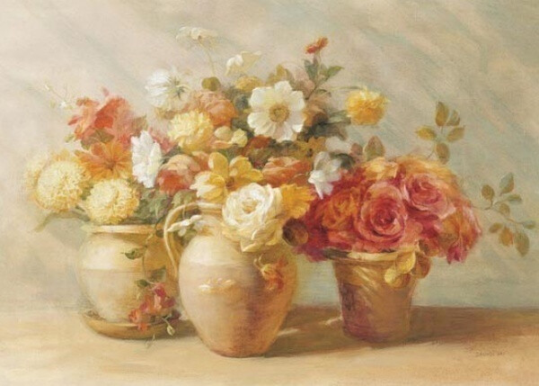 Danhui Nai的一组传统插画，关于静物花朵。